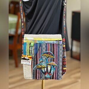 New with tags novelty mushroom boho crossbody bag